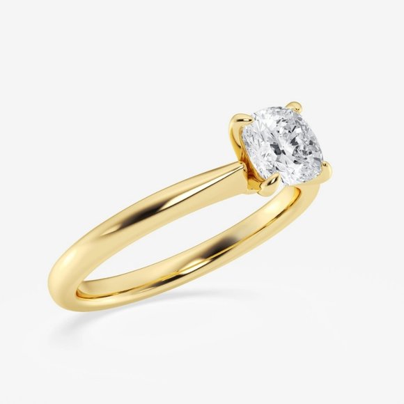 1 ctw Cushion Lab Grown Diamond Petite Solitaire Engagement Ring - Picture 4 of 6